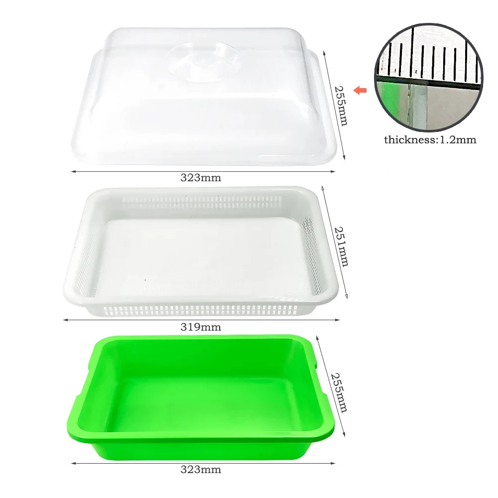 1/3/5 pcs Green Seedling Tray Germination Box Humidity Transparent Cover Greenhouse Indoor Garden Potted Seedlings Growth Tool