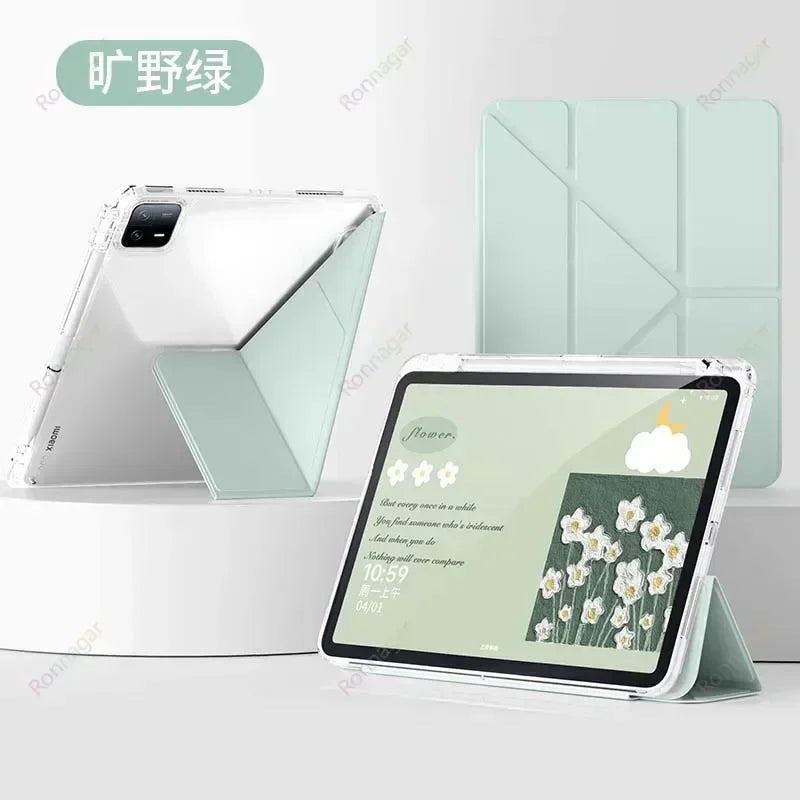 Y folding Case for Samsung Galaxy Tab A11 Plus / A9 Plus 10.9'' 2025 for Galaxy Tab A9/A11 8.7'' A8 X200 Clear Back Pencil hoder