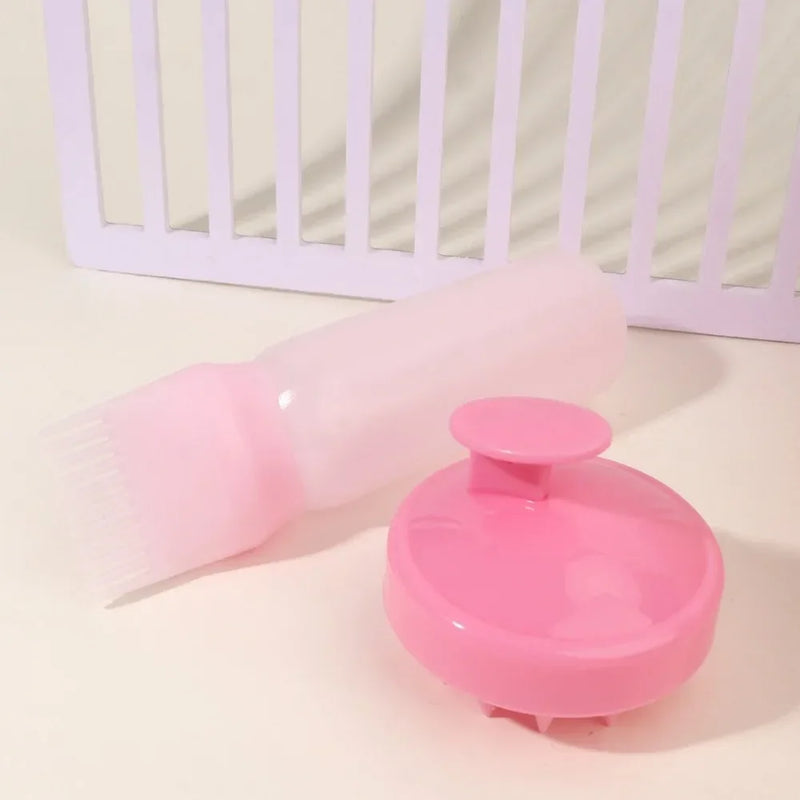 2pcs/Set Silicone Hair Comb with Root Comb Applicator Bottle Set Hair Oil Applicator Shampoo Brush Tint Salon Hair Styling Tools - KiwisLove