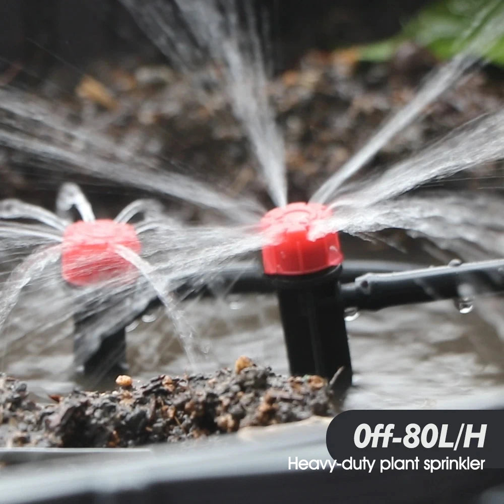 1/4'' Drip Irrigation System Hose Kit Adjustable 13CM Sprinkler Kit for Garden Flowers Greenhouse Vegetable Indoor Pots System