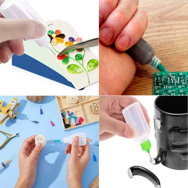 Dispensers Applicator Kit Plastic Squeeze Bottless Dropping Tube Nozzle and Blunt Tip Needle etc Works for Liquid Glue and Ink