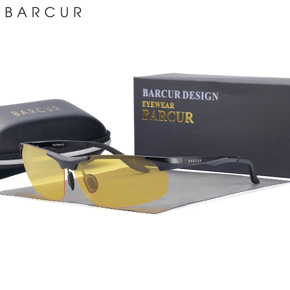 BARCUR Aluminium Magnesium Sunglasses for Men Polarized UVA&B Protection Photochromic Ultralight Sun Glasses Sports Eyewear - KiwisLove