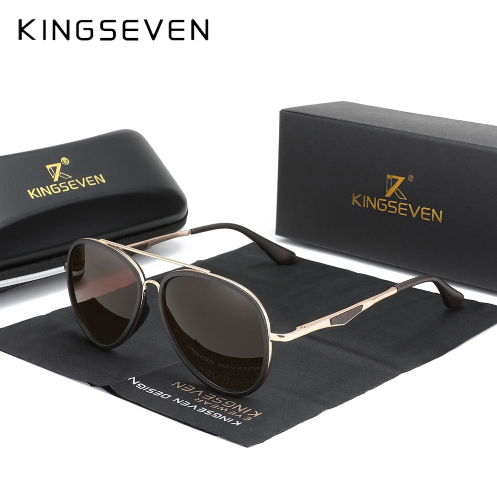 KINGSEVEN 2022 Brand Classic Pilot Polarized Sunglasses Men's Driving Male Sun Glasses Eyewear UV Blocking Oculos N7936 - KiwisLove