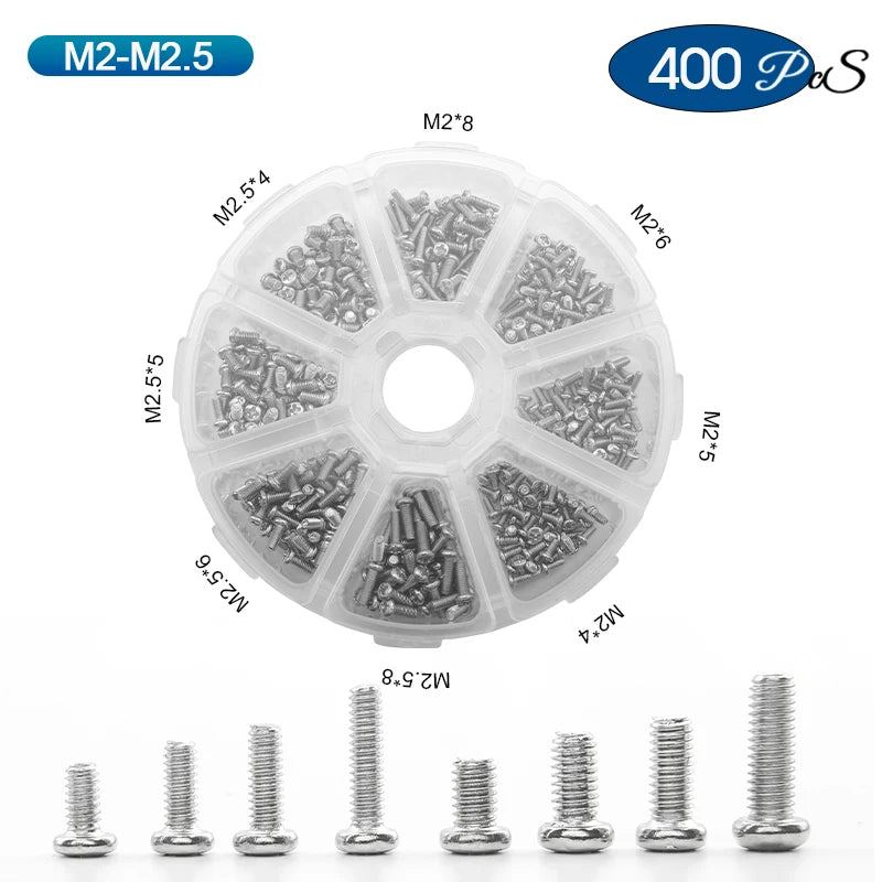 NINDEJIN Cross Mini Laptop Computer Screw Kit Nickel Plated M1 M1.2 M1.4 M1.7 M2 M2.5 Phillips Small Electronic Screw Set