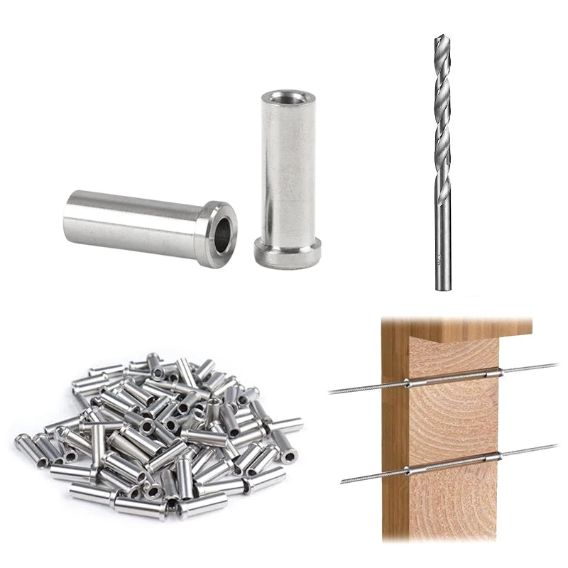 10/30/50/80/120pcs Deck Cable Railing 316 Stainless Steel Protector Sleeves for 1/8" Cable For Wood/Composite Post