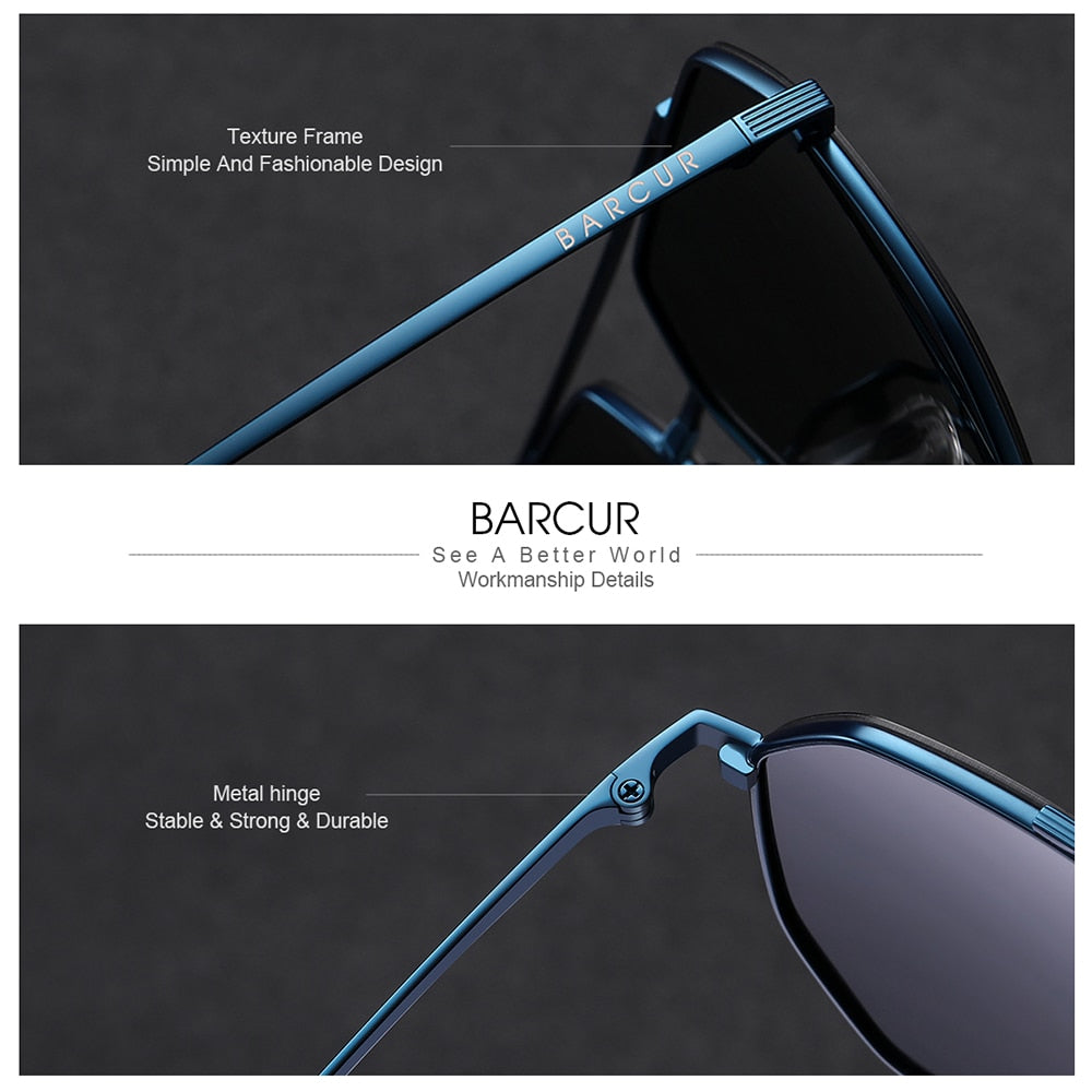 BARCUR Original Business Sunglasses Man Polarized Square Sun Glasses Women Simple Classic Flat Lens Shades Eyewear Gafas De Sol - KiwisLove