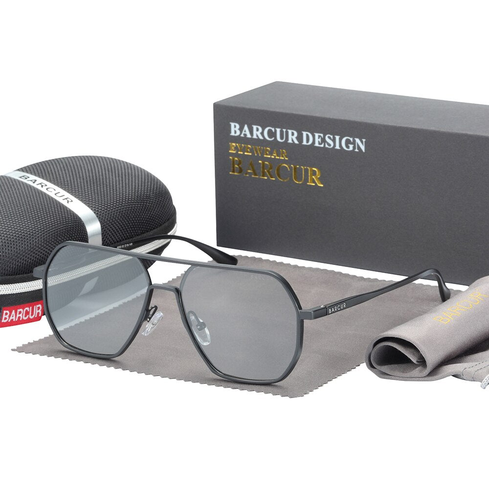 BARCUR Square Aluminium Magnesium Sunglasses For Men Vintage Women Sun GLasses Eyewear Oculos De Sol - KiwisLove