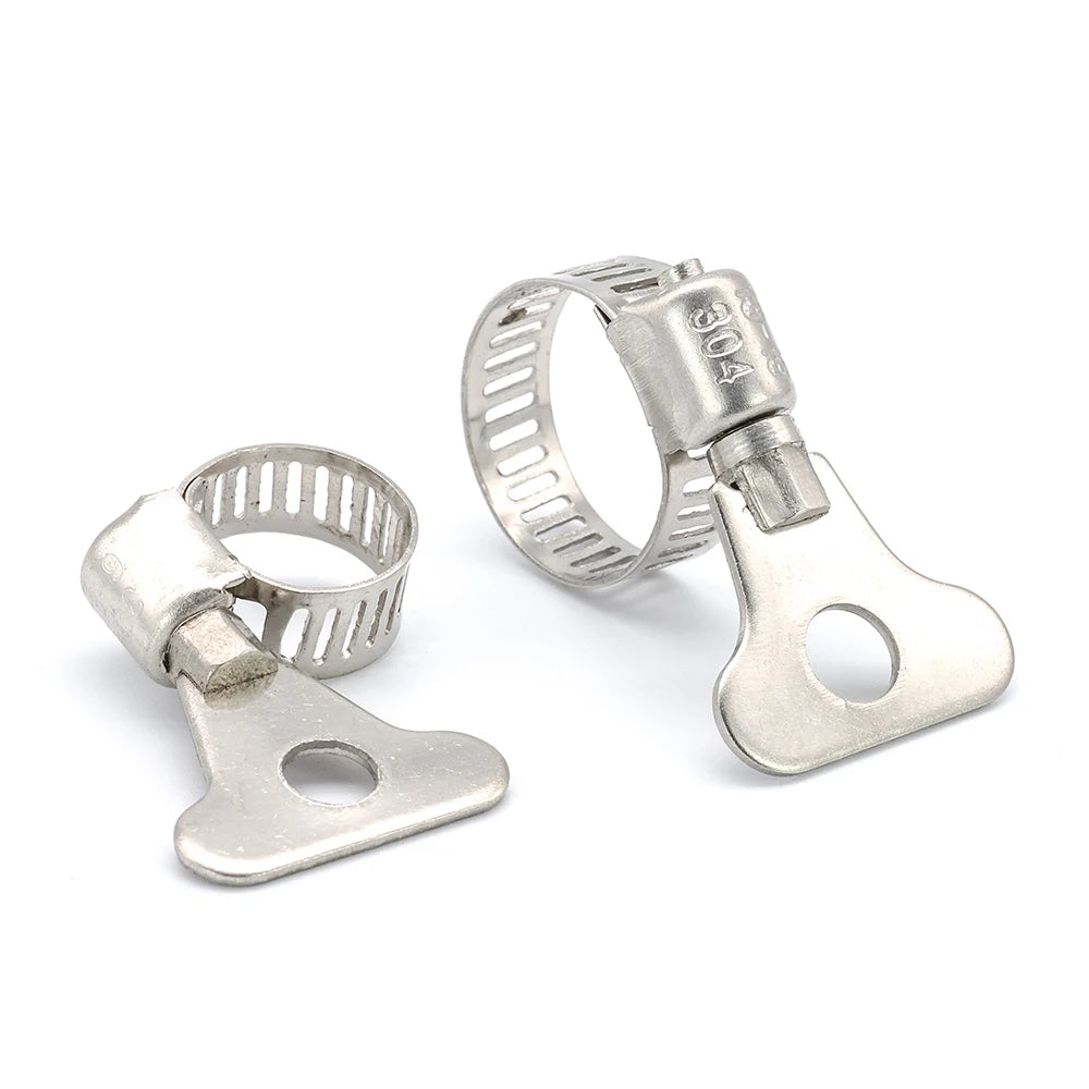 NINDEJIN 5/10pcs worm gear hose clamp adjustable 6-63mm key clamp hose clip for water pipe dryer vent clamp