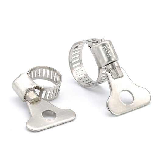 NINDEJIN 5/10pcs worm gear hose clamp adjustable 6-63mm key clamp hose clip for water pipe dryer vent clamp