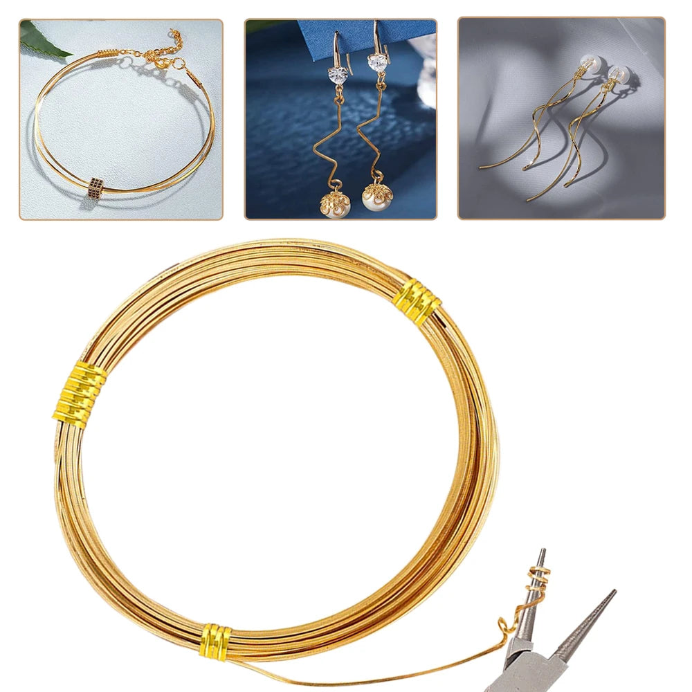 1PCS Length 6 meters Square Coppers Wire Diameter 0.6mm,0.8mm,1.0mm Half Hard Yellow Brass Wire for Jewelry Beading Craft Work