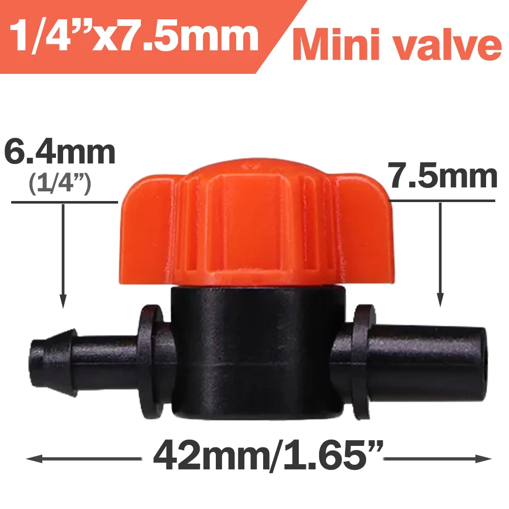 20/50pcs 1/4'' Barb Shut-Off Valve Universal Drip Irrigation Tubing Coupling Connecter 1/4" Hose for Garden Watering System Acce