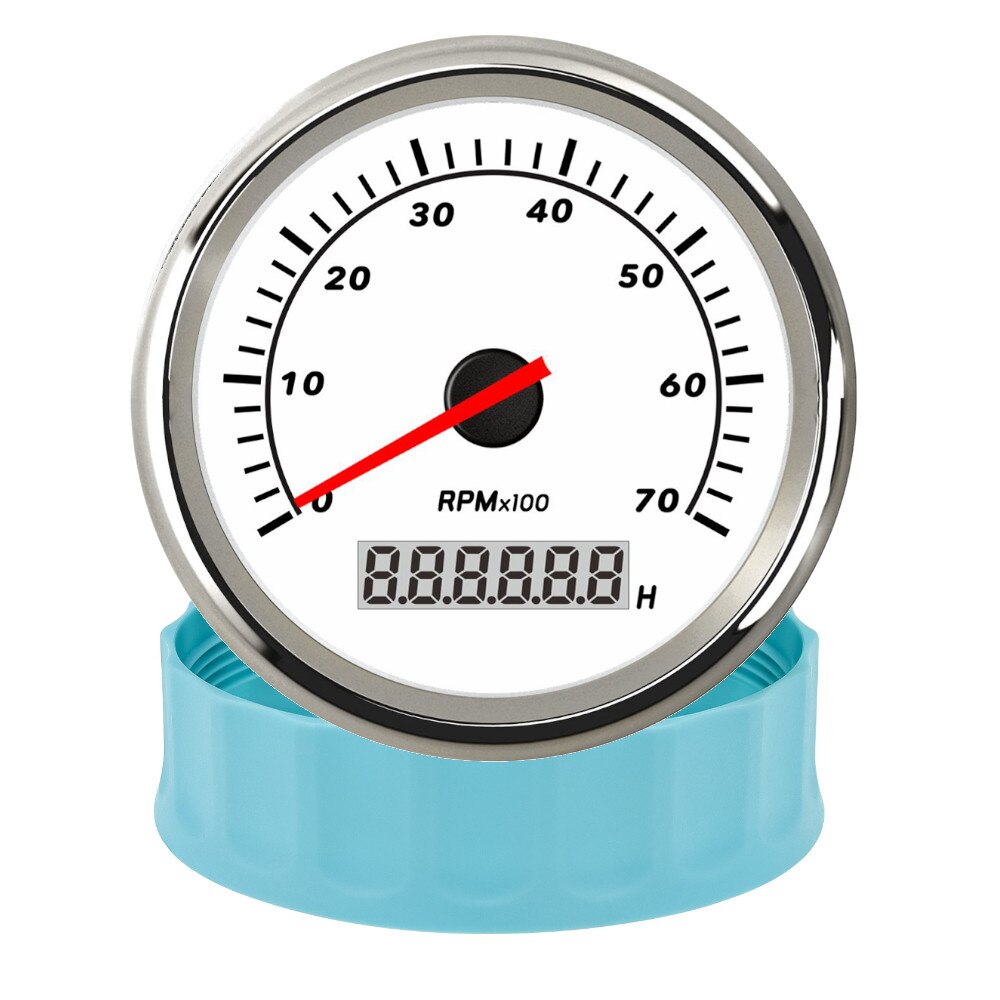 85mm Tacometro Toerenteller 3K/4K/6K/7K/8K Boat Tachometer Diesel Engine Tacho Gauge Hourmeter RPM Sensor Blue / White Shell - KiwisLove