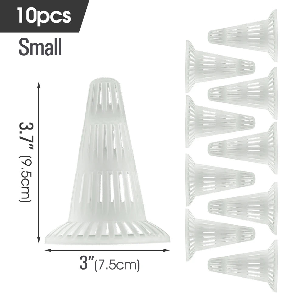 10pcs Plastic Leakproof Cup Flower Pot Bonsai Pot Conical Bottom Net Bottom Coniform Grid Mat Breathable Cup Prevent Soil Loss