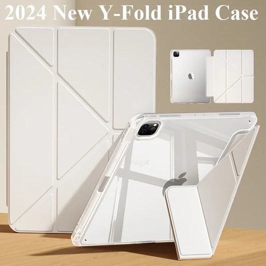 Y Fold Magnetic Case For iPad A16 2025 Air5 Air4 iPad Air11 13 M3 M2 M4 M5 Pro11 13 12.9 10th 9th 8th 6th 5th 10.9 10.5 10.2 9.7