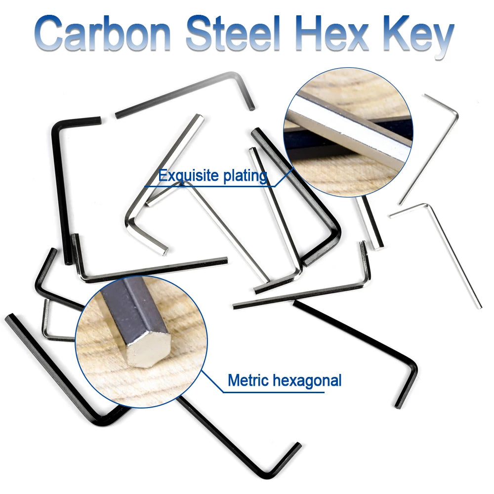 NINDEJIN  L shaped hex hexagon key allen wrench 0.9mm 1.5mm 2mm 2.5mm 3mm 4mm 5mm 6mm 8mm carbon steel allen key - KiwisLove