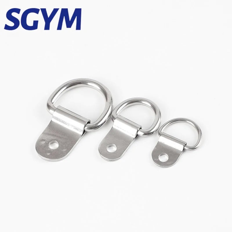 6/8pcs 5*22mm 304 Stainless Steel D Ring Picture Hangers with Screws D Ring Hanging Single Hole D Anchors Hooks