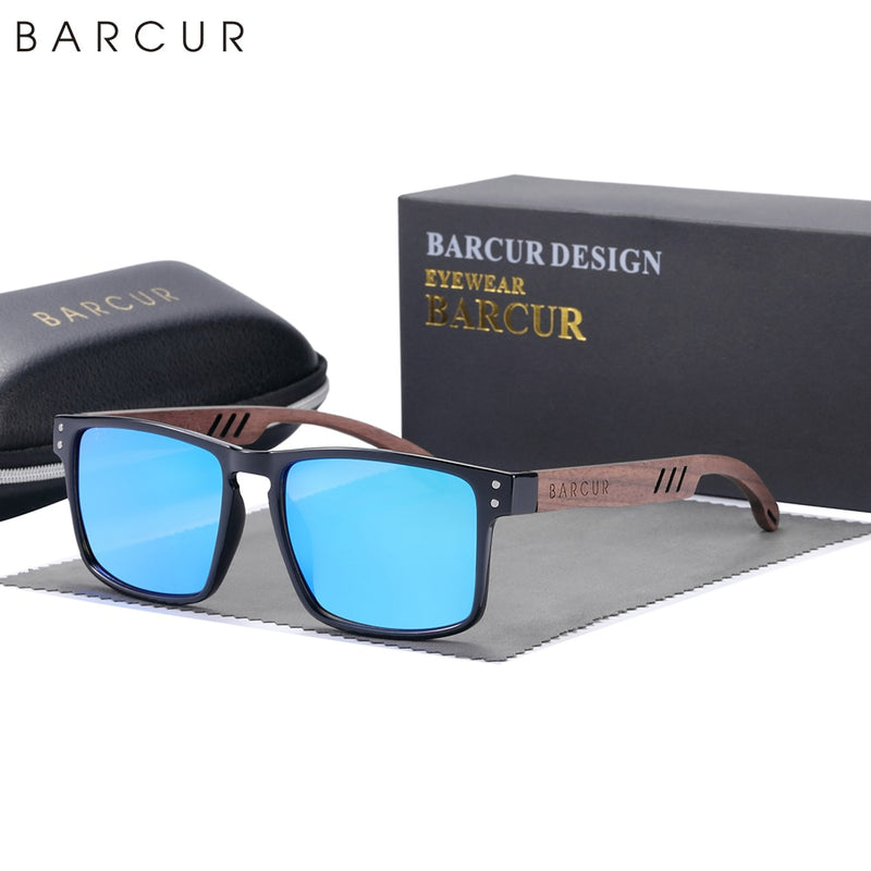 BARCUR Original Design Wooden Sunglasses Polarized Luxury Brand Square Sun Glasses Fashion Light Weight Eyewear Accessory - KiwisLove