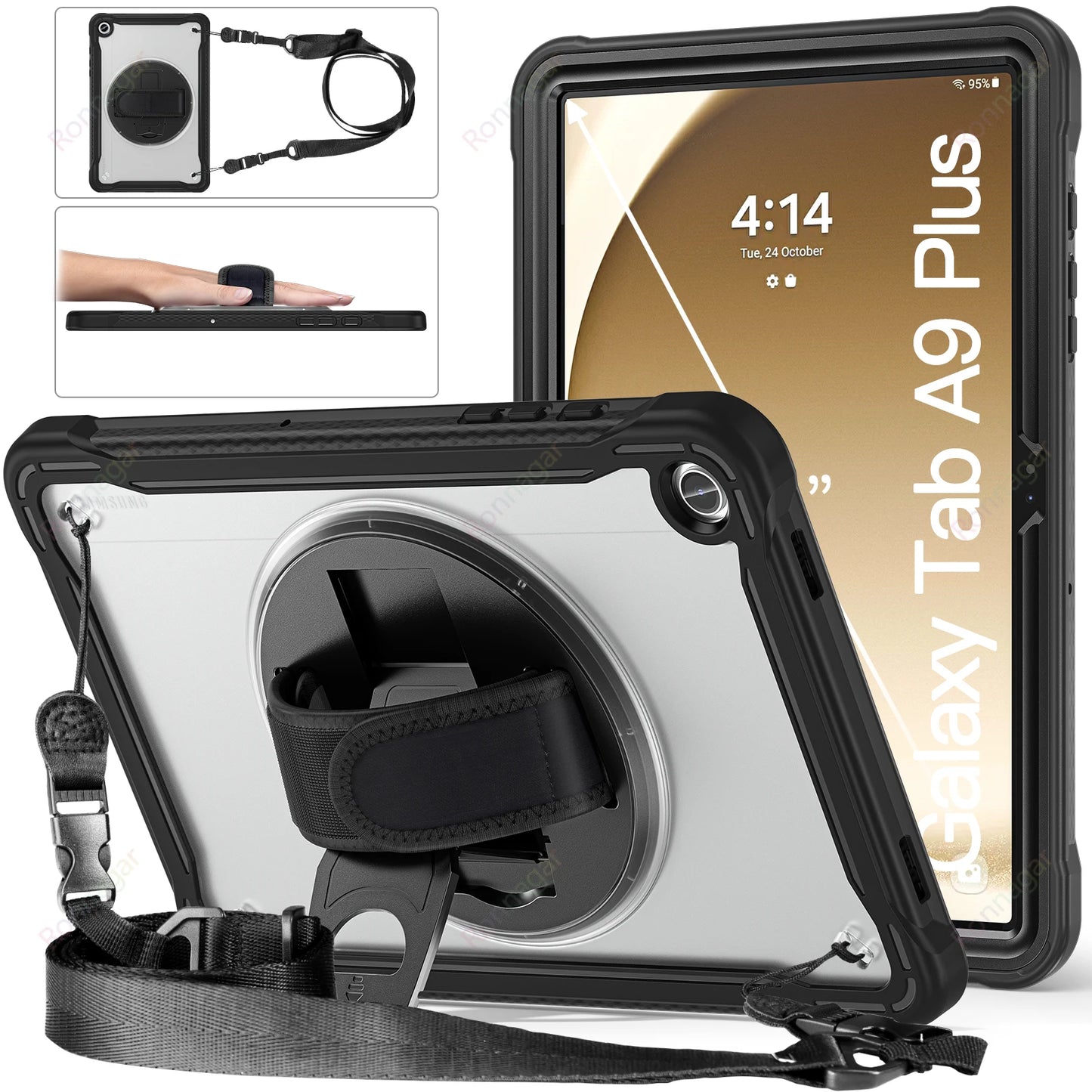 New Light Shockproof Rugged Cover for Samsung Tab A9 Plus 11 Inch 2023 Cases Galaxy Tablet A9+ 11" 5G Stand Hand& Shoulder Strap