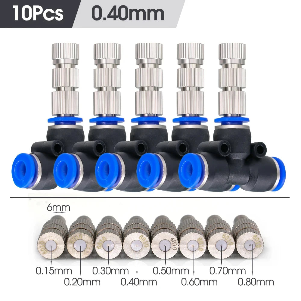 10PCS Garden 6mm Irrigation Spray Nozzle With Built-in Filter Low Pressure Cooling System Sliding Lock Outdoor Watering Accessor