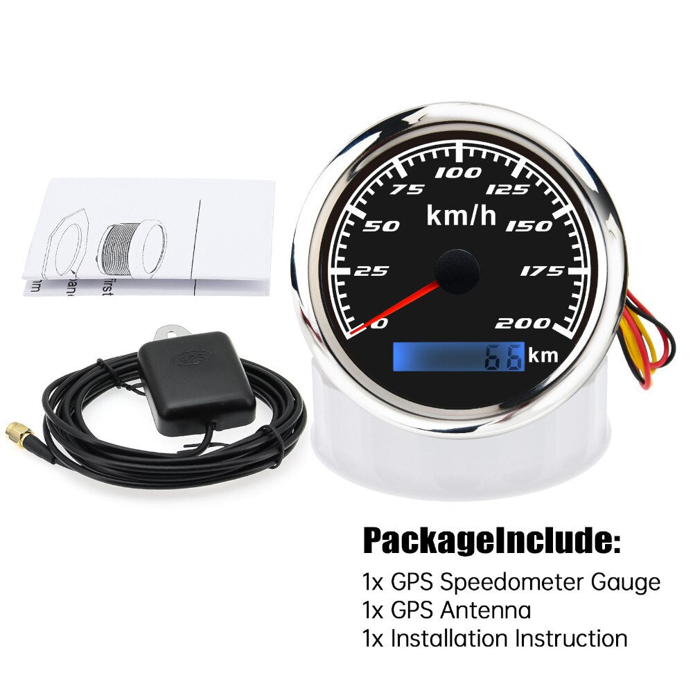 HD 12V 24V 85mm GPS Speedometer Gauge with GPS Antenna 120kmh 60kmh 30kmh 7 Color Backlight Speed Odometer Meter for Car Boat - KiwisLove