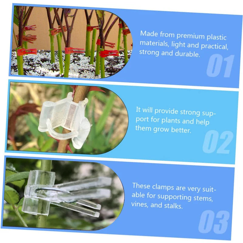25-100PCS Plant Grafting Clip Plastic Gardening Tool For Cucumber Eggplant Watermelon, Round Mouth Flat Mouth Anti-fall Clamp