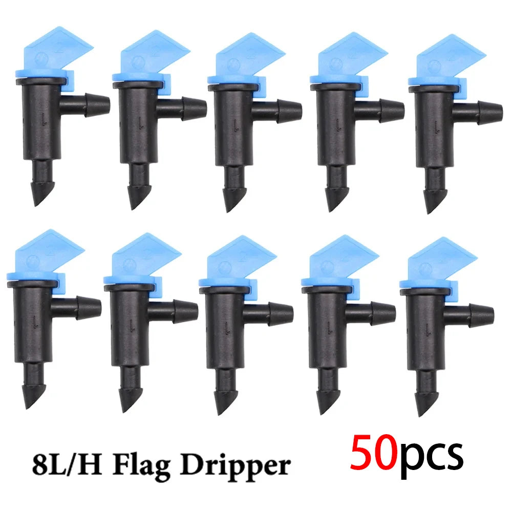 20/50pcs 4L/8L/16L/H Garden Irrigation Sprinkler Flag Shape Dripper 4mm Hose Connection Nozzles Plant Potted Watering  Dripper