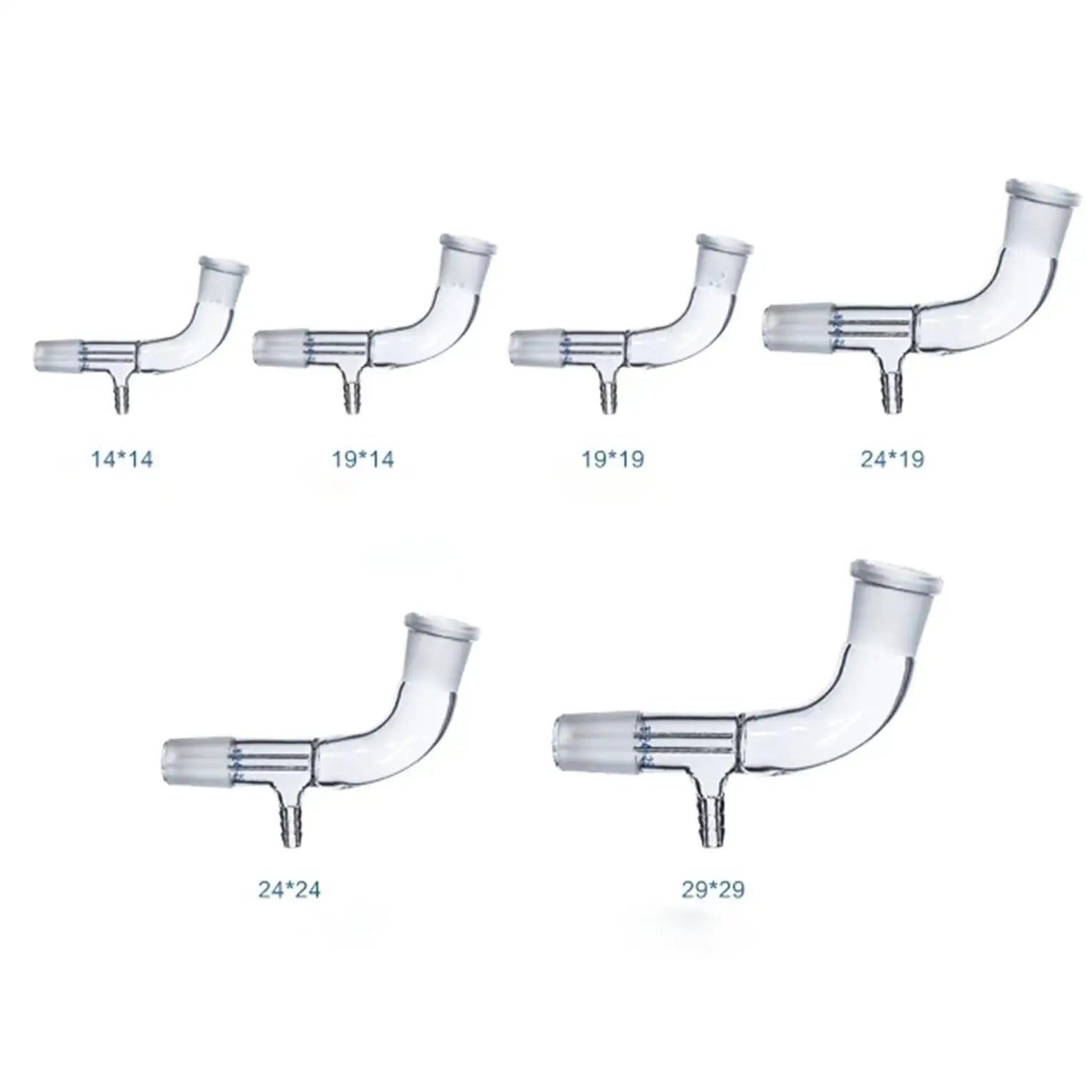 10/19 12/20 14/23 19/26 24/29 29/32 Joints Borosilicate Glass Vacuum Receiver Adapter 105 Degree Bend - KiwisLove