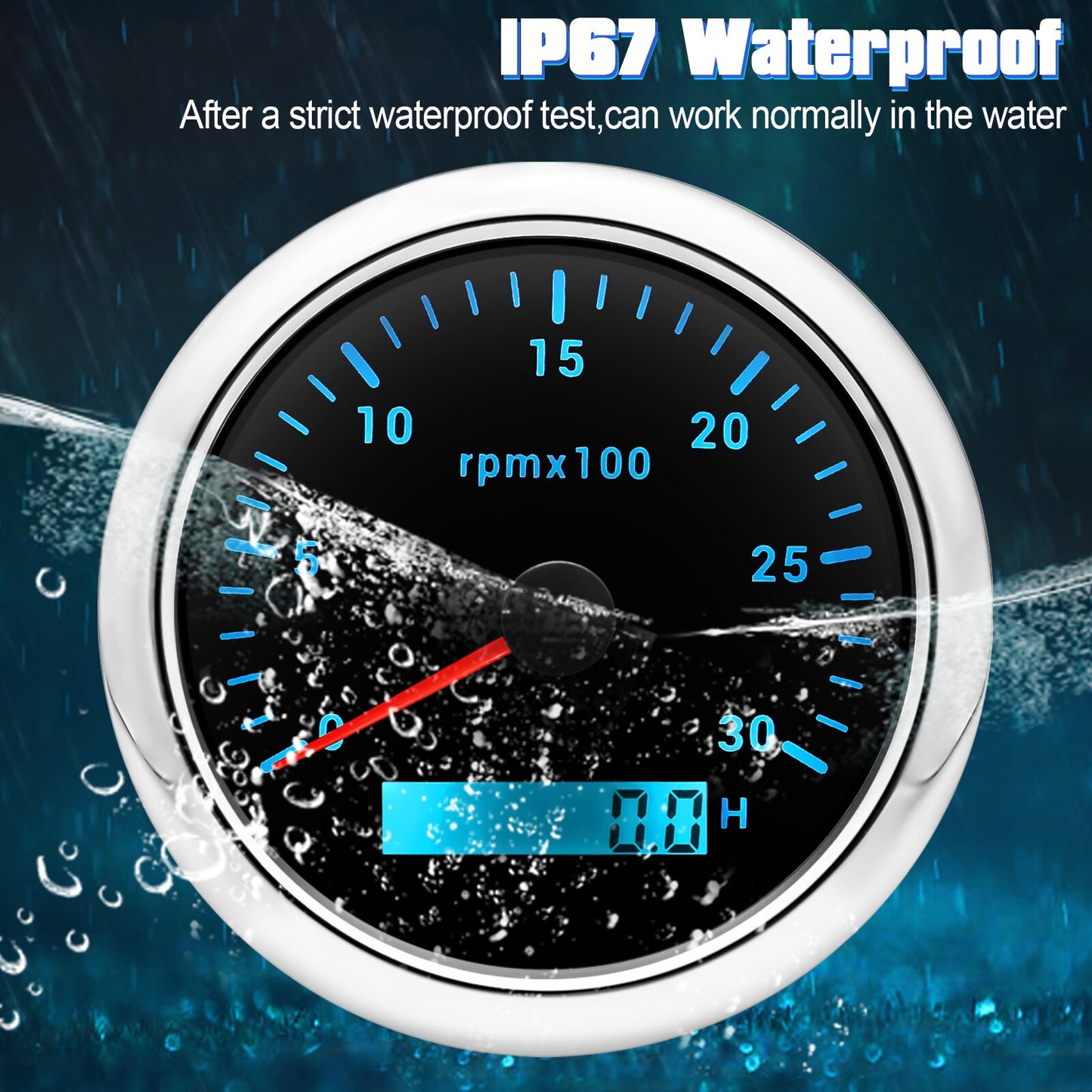 HD 7 Colors Backlight 85mm Tachometer Gauge Marine Boat RPM Meter Gauge LCD Tacho Digital Hour Meter 3K~8K For Car Truck 9-32V - KiwisLove