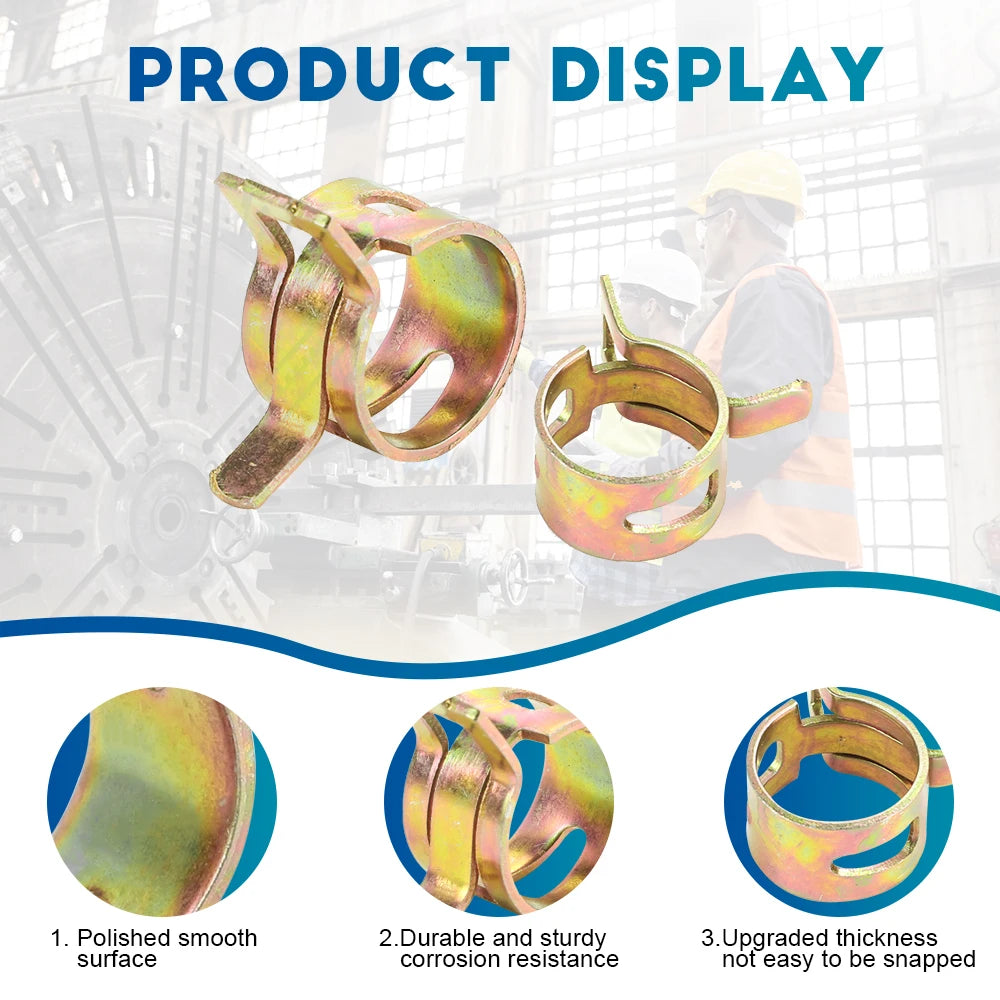 NINDEJIN 88pcs Spring Hose Clamp Zinc Plated M6-M14 Fuel Line Silicone Vacuum Hose Pipe Clamp Steel Wire Tube Pipe Clip Fastener