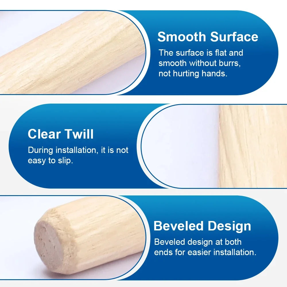 NINDEJIN 20/50pcs Wooden Dowel Pins M5 M6 M8 M10 M12 Straight Groove Wood Dowels Rods for Crafts Furniture DIY Manual