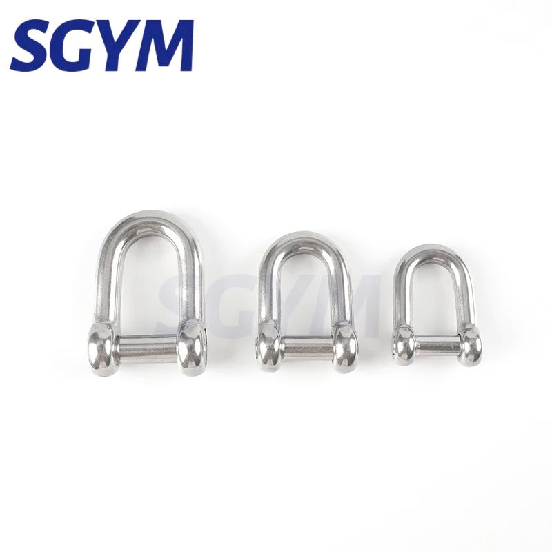 1/5pcs 5/6/8/10mm Straight Dee Shackles Short 304 Stainless Steel  Breaking Hexagonal Socket Screw D Shackle Hooks boat rigging