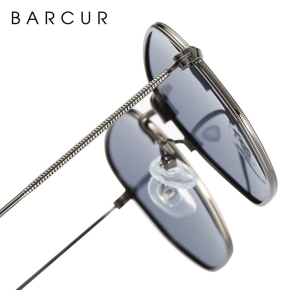 BARCUR Classic Retro Reflective Sunglasses Man Hexagon Sunglasses Metal Frame Eyewear Sun Glasses With Box Oculos De Sol gafas - KiwisLove