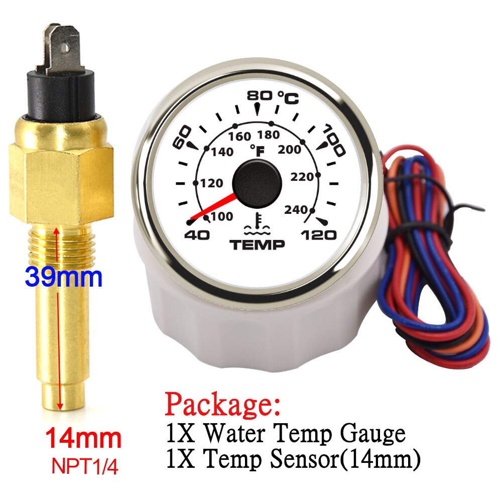 10mm 14mm 17mm 21mm Temperature Sensor + 52mm Water Temperature Gauge Universal for Boat Car Auto Motorcycle Thermometer - KiwisLove