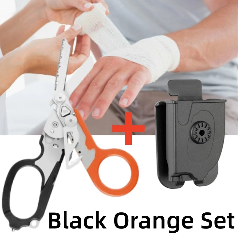 Multifunction XIAOTREE First Aid Tactical Folding Scissors Outdoor Survival Tool Combination Tactical Scissors Stainless steel