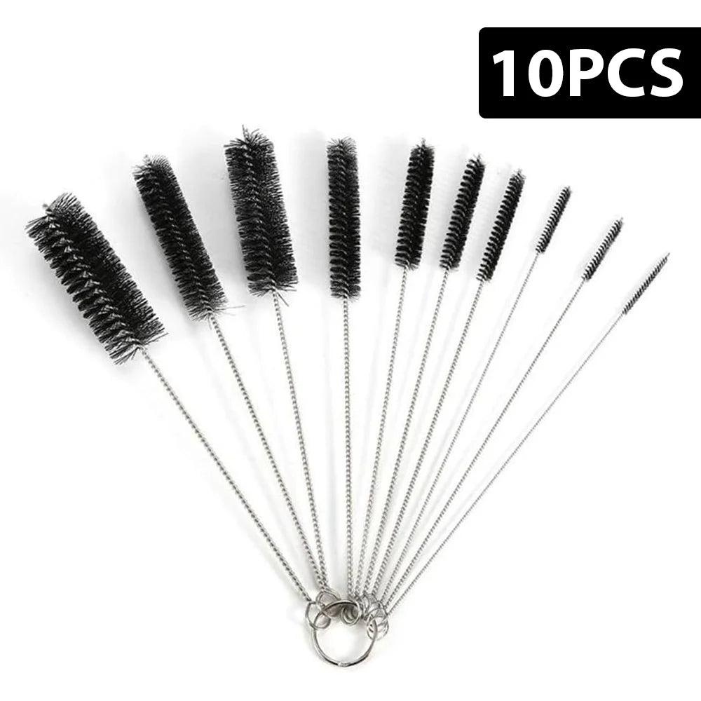 10PCS Cleaning Brush Set Multifunctional Detail Nylon Brushes for Straw/Lab Tube/Sippy Cup/Pipe/Keyboard/Spray Gun/Tool Cleaning - KiwisLove