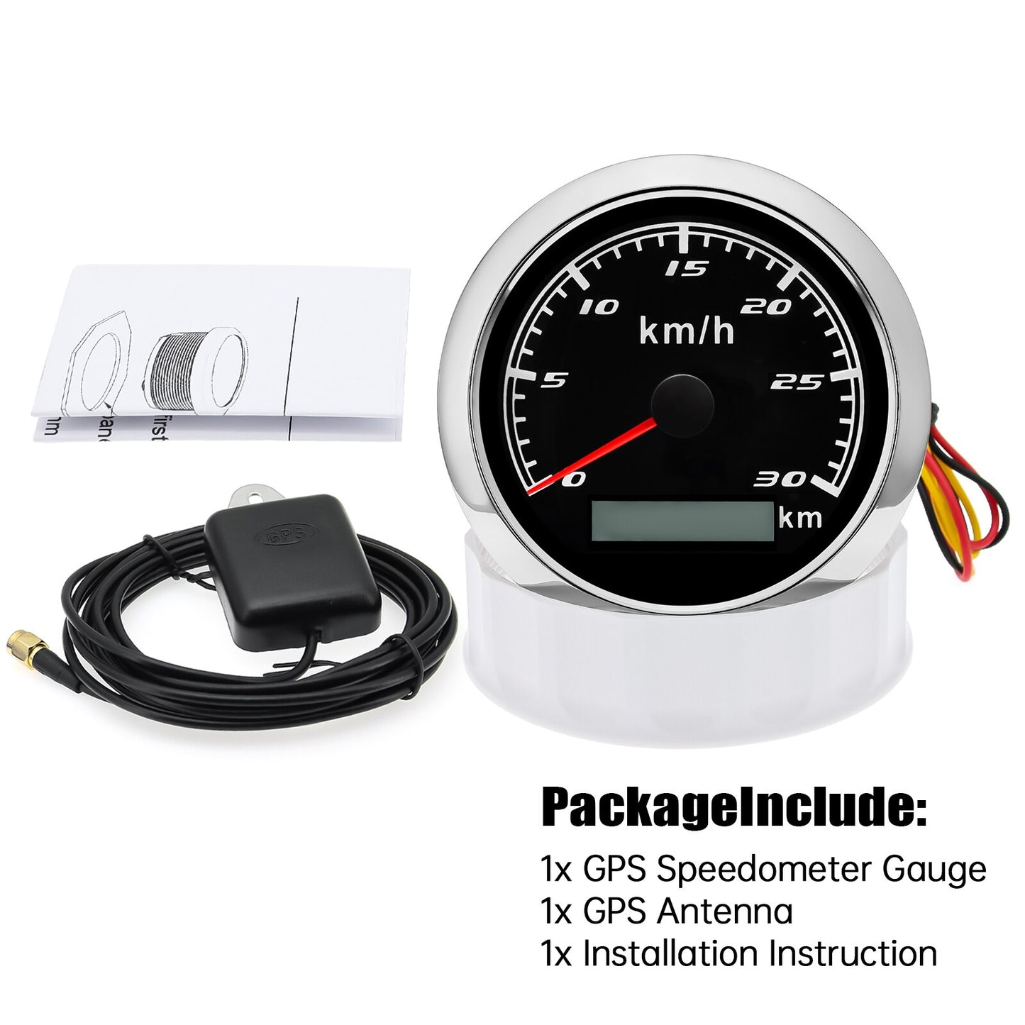 HD 12V 24V 85mm GPS Speedometer Gauge with GPS Antenna 120kmh 60kmh 30kmh 7 Color Backlight Speed Odometer Meter for Car Boat - KiwisLove