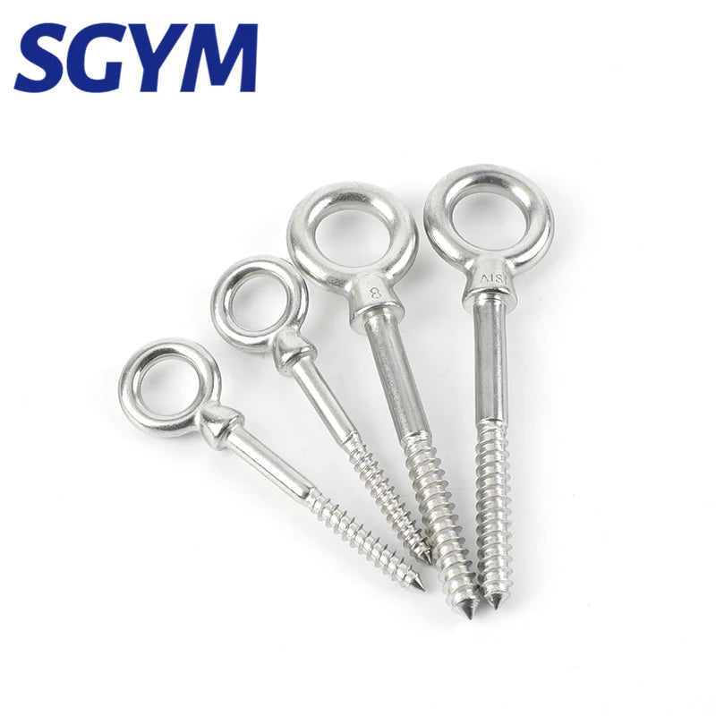 6/10pcs M8X80 Eye Shape Screws Round Hook Stainless Steel Wood End Ring Eyelet Hooks Self Tapping Hardware Accessories