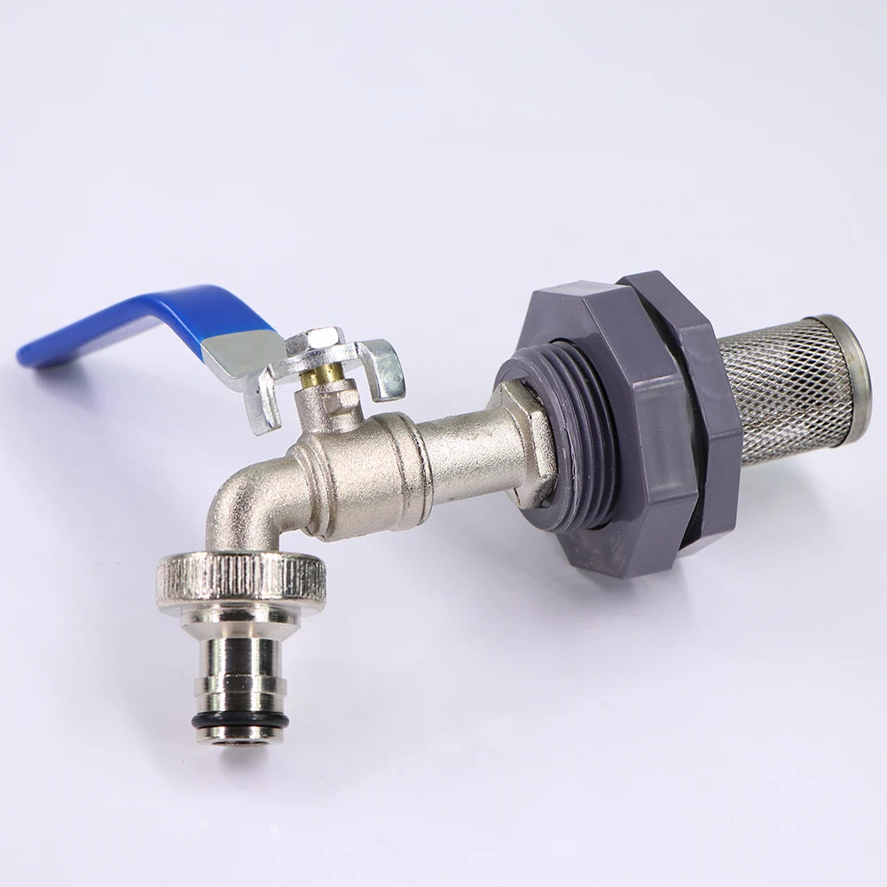 High quality 1/2" 3/4" 1" Water Tank Joint with 304 Stainless Steel Filter Screen for Aquarium Fish Tank Garden Watering Adapter