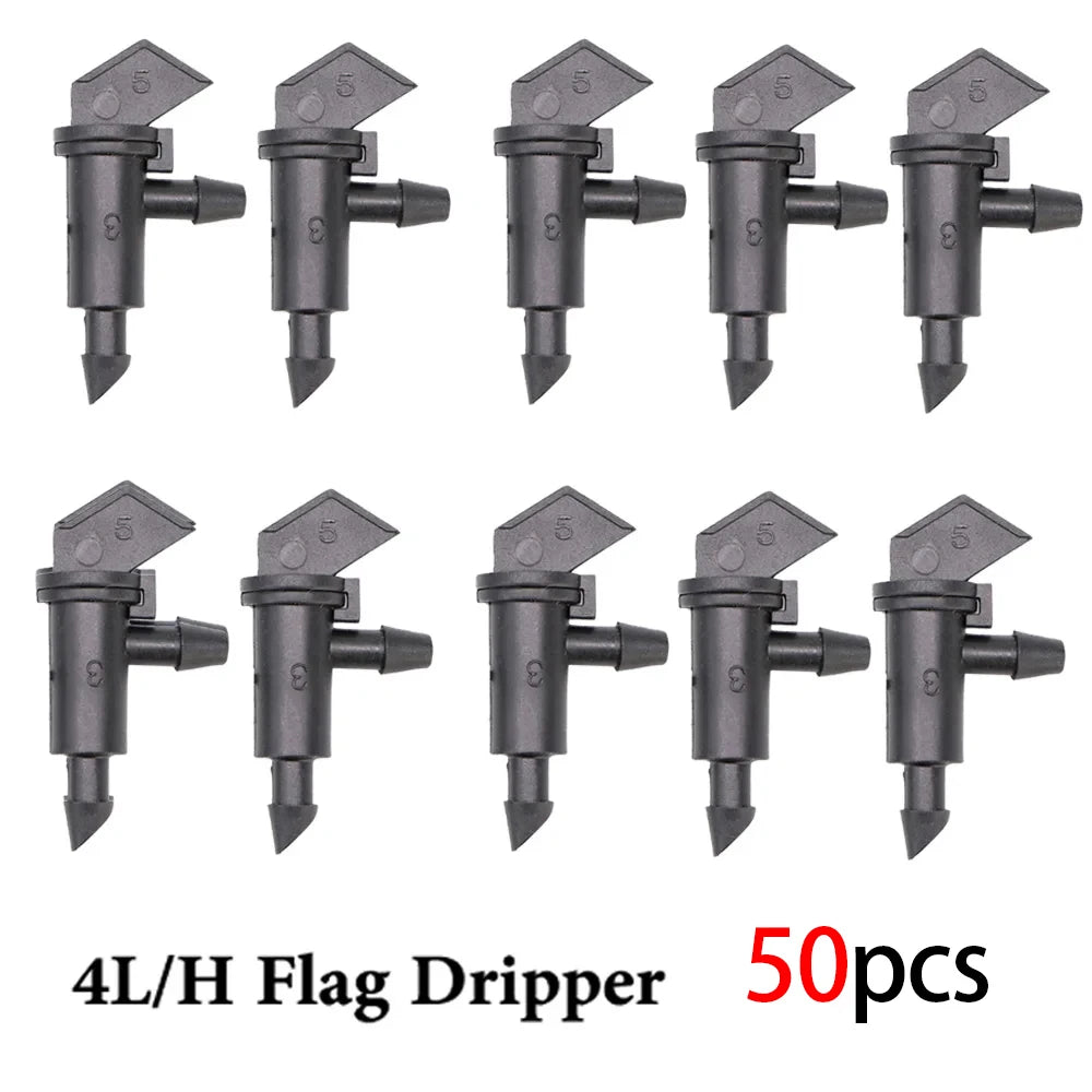 20/50pcs 4L/8L/16L/H Garden Irrigation Sprinkler Flag Shape Dripper 4mm Hose Connection Nozzles Plant Potted Watering  Dripper