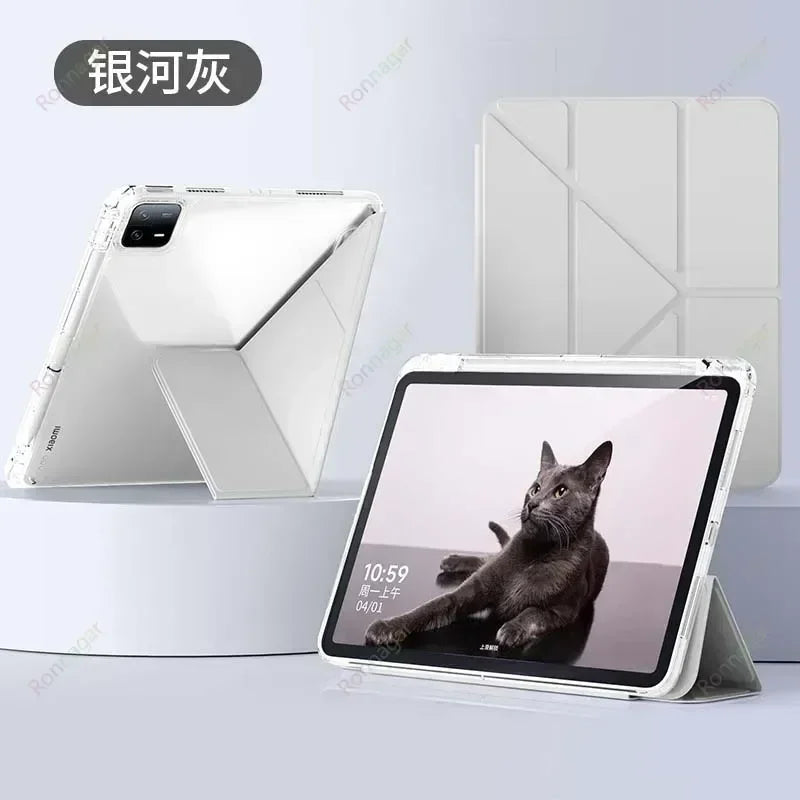 Y folding Case for Samsung Galaxy Tab A11 Plus / A9 Plus 10.9'' 2025 for Galaxy Tab A9/A11 8.7'' A8 X200 Clear Back Pencil hoder