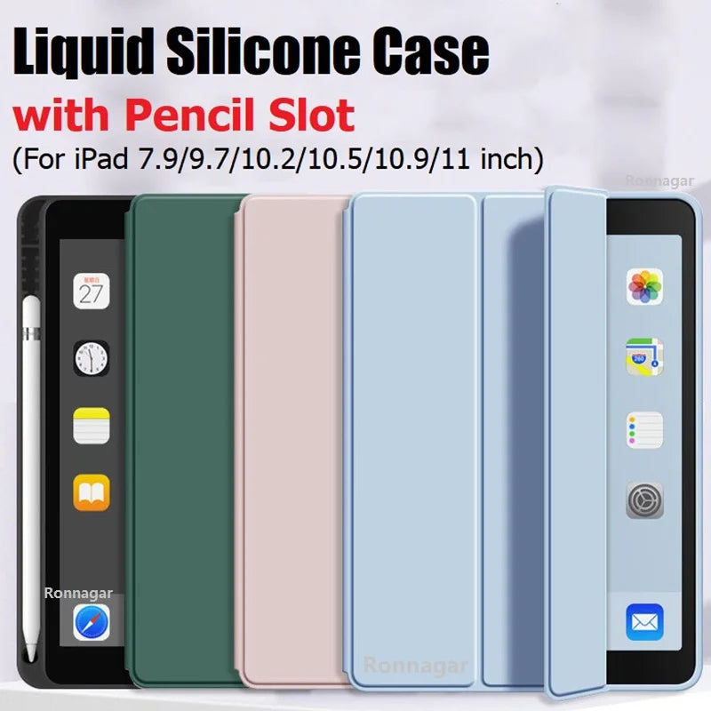 With Pencil Holder Case for iPad Air11 inch 2025 2024 A16 11th 10th 9th 8th 7th 10.2 inch Air5 4 10.9 Pro11 M4 Auto Sleep Wake