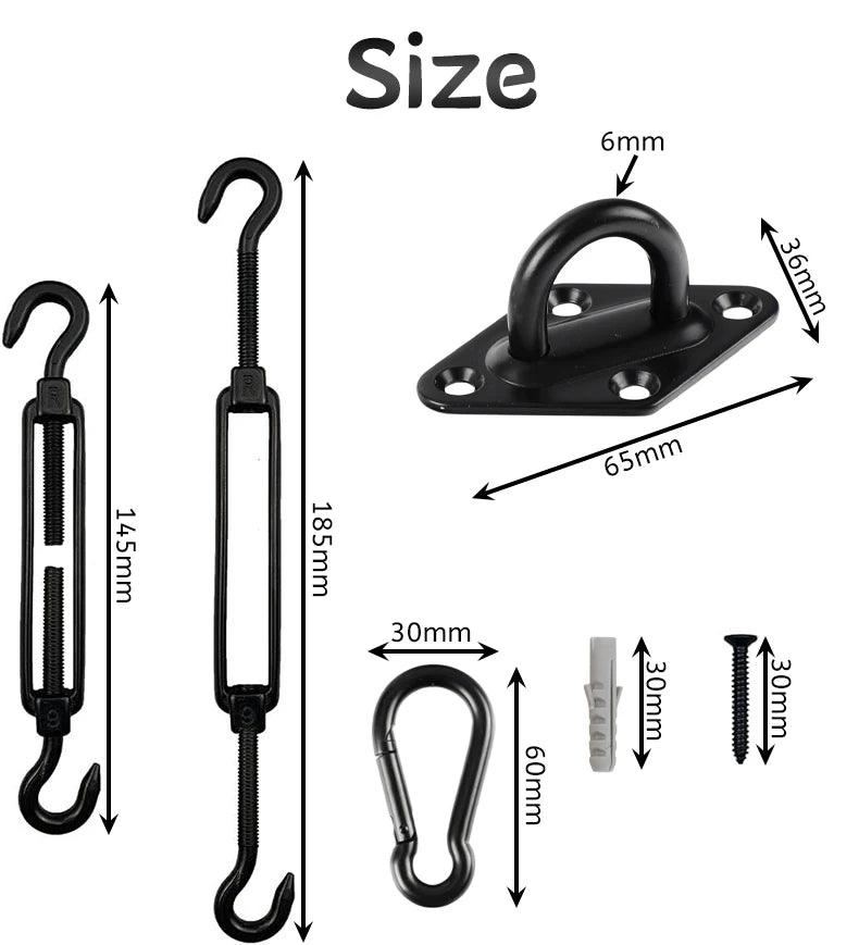 44Pcs Heavy Duty 304 Stainless Steel Shade Sail Hardware Kit for Triangle Rectangle Sun Shade Sail Outdoor