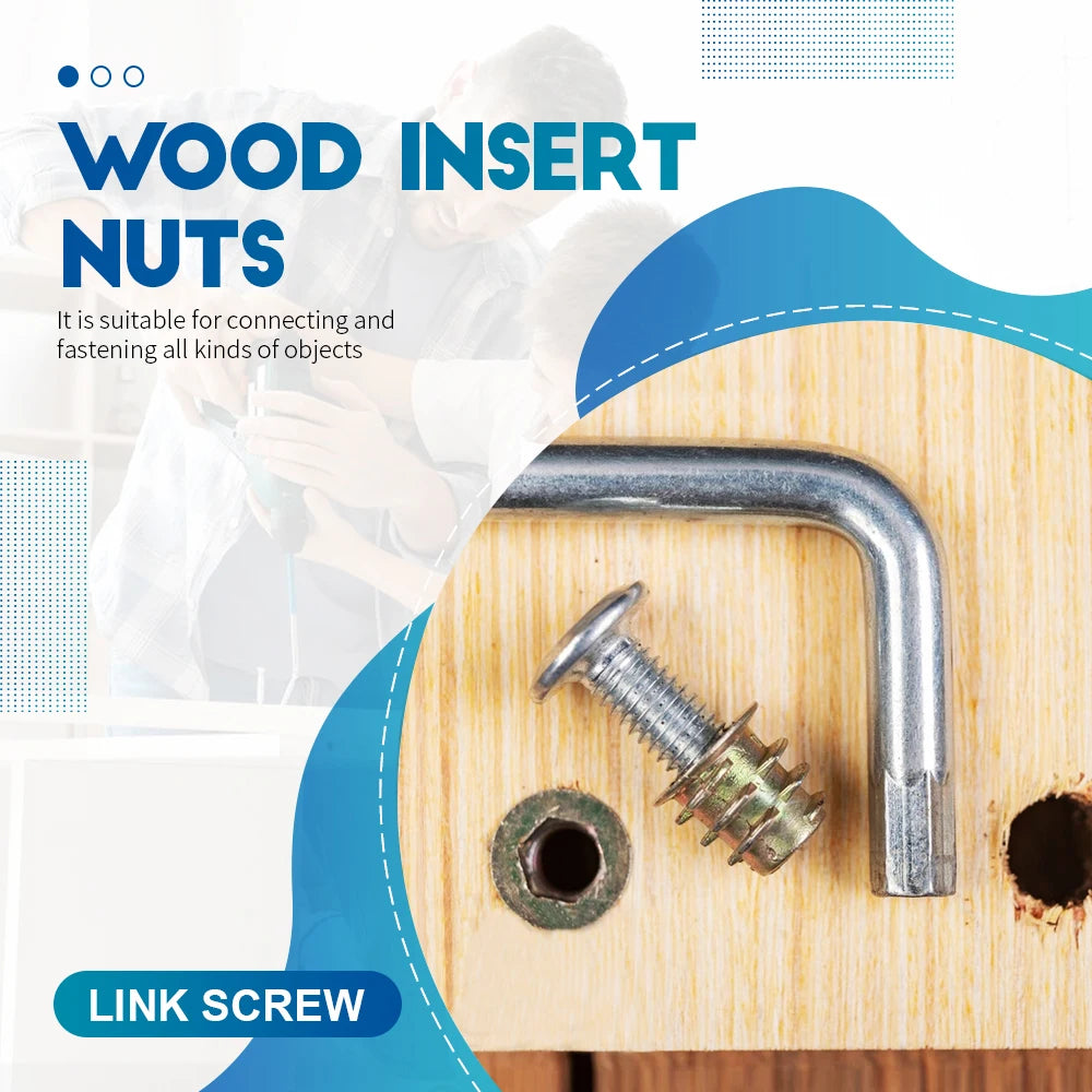NINDEJIN 63pcs Wood Insert Nuts M6 M8 M10 Hexagon Wood Threaded Inserts Galvanized Carbon Steel Furniture Screw in Nut Connector