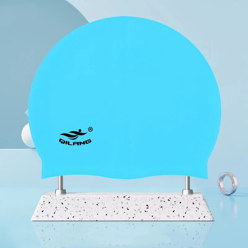 Waterproof Silicone Swim Caps Women Men High Elastic Flexible Protect Ears Hair Swimming Pool Hat for Adults Children Girls Boys