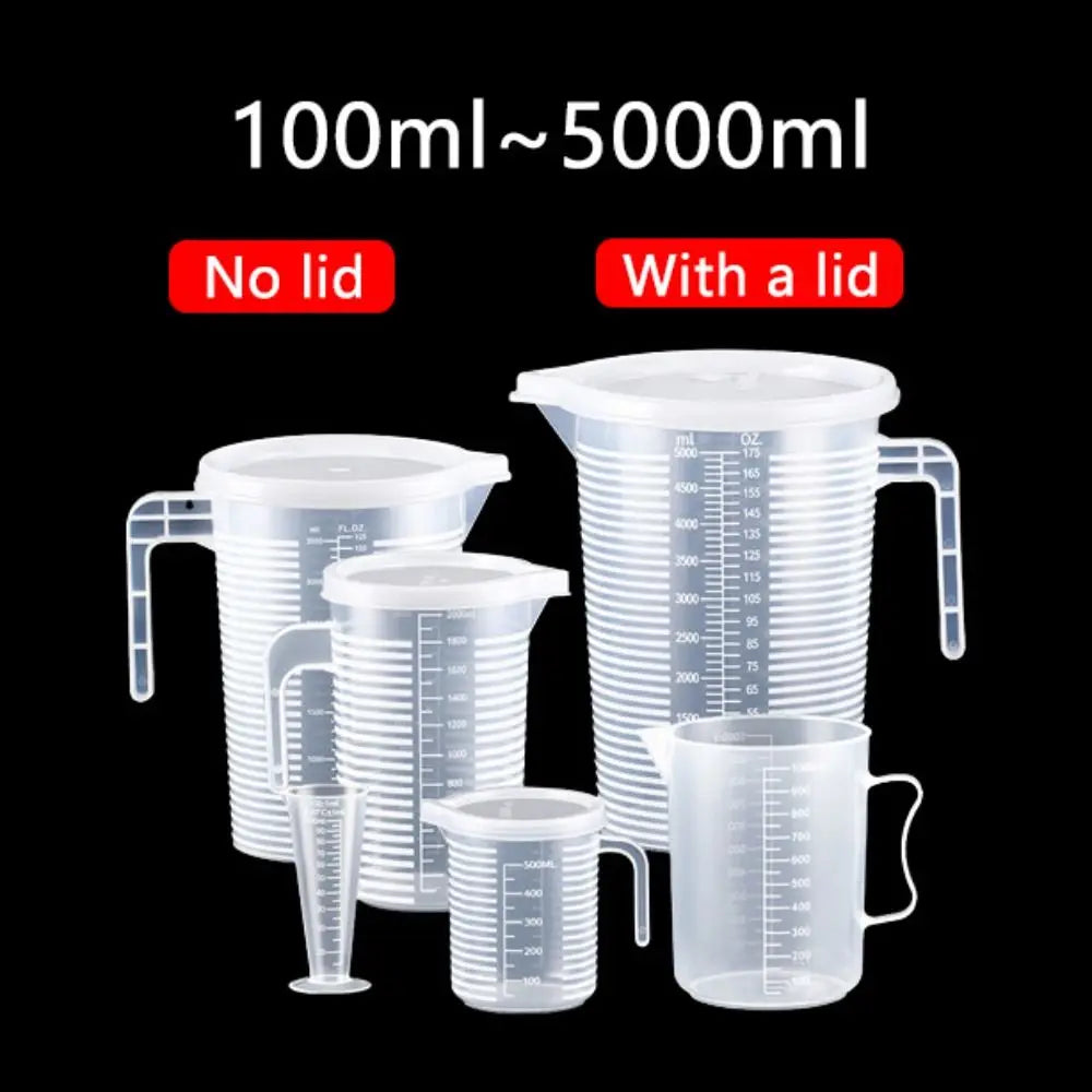 1PC Clear Graduated Measuring Cup Scale Plastic Transparent Mixing Cup Large Capacity With Lid Laboratory Beaker Kitchen Baking - KiwisLove