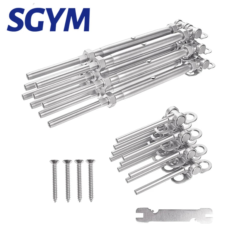 10pcs Cable Railing Kit 3/16" Swage Toggle Turnbuckle Hardware Angle 180°Adjustable T316 Stainless Steel for Wood Post
