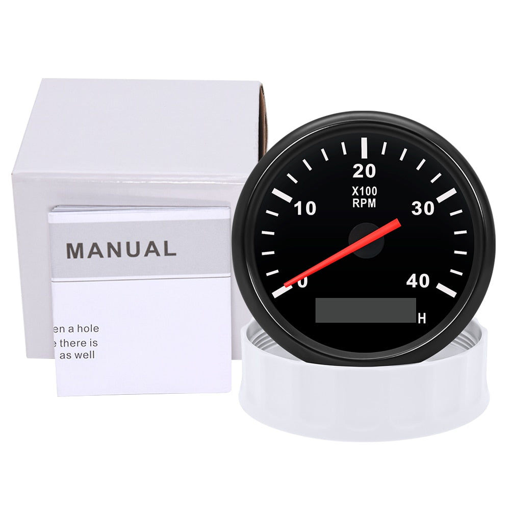 12V/24V 85mm Marine Tacho Meter Gauge LCD Digital Hourmeter Boat Tachometer 3000~8000RPM Toerenteller Hour Meter RPM Sensor - KiwisLove