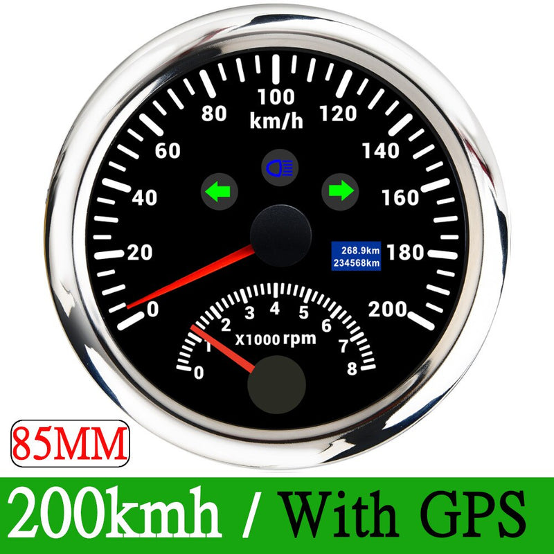 120km/h 200km/h 85mm GPS Speedometer Gauge 0-200MPH GPS Speed meter Odometer With Tachometer 8000 RPM for Car Boat ATV With GPS - KiwisLove