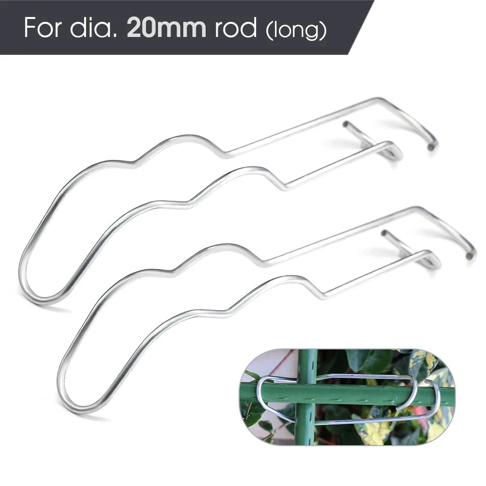 10/20pcs Metal Holder Plant Support Cage 8/11/16/20mm Wire Rod Fixing Buckle for Garden Vegetables Frame Rod Fastener Quick tool