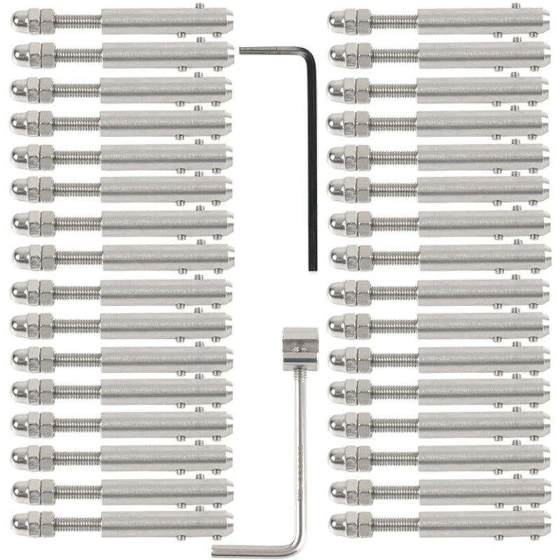 32pcs Handscrew Clamp 5/32 Wire Rope 4/5mm Threaded Stud Tension End Fitting Hexagon Screw for Stair Deck Post With Fixed Tool